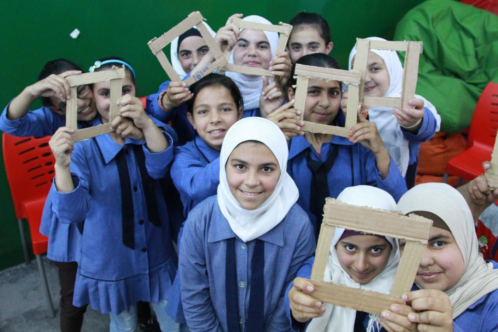 Young girls from the Kufr Yoba Primary School